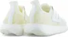 A pair of white and cream Adidas Ultraboost running shoes are shown from the back and side against a white background. Podgląd zdjęcia produktu