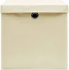 vidaXL Úložné boxy s vekom 10 ks Krémová 32x32x32 cm Látka Náhľad obrázku produktu 2