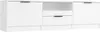 A white TV cabinet with two doors and two drawers in the center. Voir les images du produit