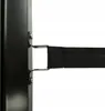 A close-up view of a black metal easel with a black fabric strap attached by silver metal brackets. Podgląd zdjęcia produktu