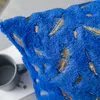 2er Set Plüsch Kissenbezug 45 x 45 cm Gold Feder Dekokissen Produktbild-Vorschau 3