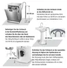 Diagrams showing how to connect a washing machine drain hose to different types of plumbing. Produktbild-Vorschau