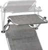 A close-up view of a gray recliner chair with a sunshade attachment. Produktbild-Vorschau