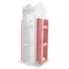 A white and pink rotating bookshelf designed to look like a house. Podgląd zdjęcia produktu