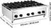 A commercial gas stove with six burners, shown from a diagonal angle. Voir les images du produit