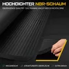 A close-up of a black gym mat with text overlays highlighting its features. Produktbild-Vorschau
