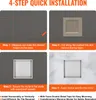 A four-step guide illustrating the installation of a shower niche. Podgląd zdjęcia produktu