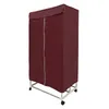 A burgundy clothes drying rack with a cover and wheels, shown against a white background. Podgląd zdjęcia produktu