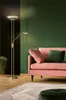 LED Designklassiker Deckenfluter Messing mit Leselampe Produktbild-Vorschau 9