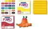 A collage of FIMO SOFT modeling clay products and a small clay figure. Produktbild-Vorschau