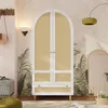 Merax Kleiderschrank mit Rattan-Optik, Schlafzimmerschrank Produktbild-Vorschau 3