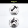 Two images of a black handheld bidet sprayer and its components being weighed on digital scales. Produktbild-Vorschau