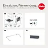 Diagrams showing the installation and use of a Hailo product, along with certification information. Produktbild-Vorschau
