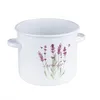 A white enamel pot with a lavender design and the word "Lavender" printed on it, set against a white background. Náhľad obrázku produktu