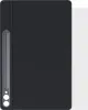 A black tablet case is shown next to a white object, possibly another accessory or the tablet itself. Voir les images du produit