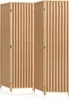 A four-panel folding room divider made of woven material with a wooden frame, shown standing upright against a white background. Podgląd zdjęcia produktu