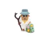 A toy sheep figurine dressed as a hiker, holding a staff and wearing a backpack. Produktbild-Vorschau