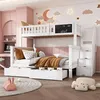 A child's bedroom with a white bunk bed, pink walls, and decorative elements like a moon and stars. Produktbild-Vorschau