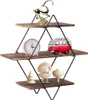 A three-tiered diamond-shaped wall shelf with various decorative items on each shelf. Produktbild-Vorschau