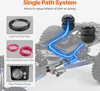 Diagram illustrating a single path system for an air spring suspension, showing components like air hoses, power wires, and a pressure gauge connected to air springs on a vehicle chassis. Náhled obrázku produktu
