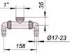 Technical drawing with dimensions of a plumbing fitting. Náhľad obrázku produktu
