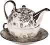 Tea for One Set Teekanne mit Tasse Keramik Weiß Silber Rose Produktbild-Vorschau 12