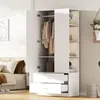 MODFU Kleiderschrank Weiß mit Spiegel,80×40×180 Produktbild-Vorschau 6