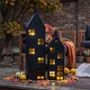 2er Set Laterne Haus 65-95cm Metall Schwarz Deko Windlicht Produktbild-Vorschau 5