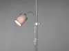A close-up studio shot of a silver floor lamp with a gray fabric shade. Náhľad obrázku produktu