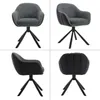 A collage of four different views of a dark gray swivel armchair with a metal base. Produktbild-Vorschau