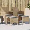 Gartensofa 2-Sitzer mit Tisch und Hockern Beige Poly Rattan Produktbild-Vorschau 2