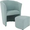 A mint green armchair and ottoman against a white background. Podgląd zdjęcia produktu
