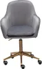 A gray velvet office chair with a gold base and wheels, shown against a white background. Náhled obrázku produktu
