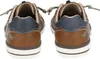 The back view of two brown leather sneakers with blue accents. Produktbild-Vorschau