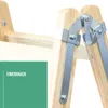 Close-up of the metal hinge and hook mechanism on a wooden ladder. Produktbild-Vorschau