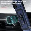 A blue iPhone case with a ring holder is shown attached to a magnetic car mount inside a car. Produktbild-Vorschau