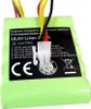 A close-up view of a green rechargeable battery pack with black text and warning symbols. Produktbild-Vorschau
