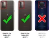 Three phone cases are shown, two with green checkmarks indicating compatibility and one with a red X indicating incompatibility. Produktbild-Vorschau
