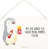 Mr. & Mrs. Panda Schild Pinguin Pommes DIN A5 - Weiß - Produktbild-Vorschau 1