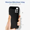 A hand holding a black phone case against a white background. Produktbild-Vorschau