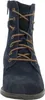A close-up front view of a blue suede lace-up boot. Podgląd zdjęcia produktu