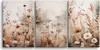Leinwandbilder, Boho Blumenbild, Großes Triptychon Produktbild-Vorschau 1