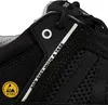 A close-up view of a black safety shoe, focusing on the side details. Produktbild-Vorschau