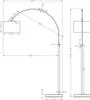 Technical drawing of a floor lamp with dimensions. Náhled obrázku produktu