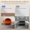A collage showing a comparison of an anti-collision system for an adjustable desk, illustrating its function with and without the feature. Voir les images du produit