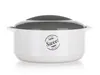 A white and gray insulated food container with a dark gray lid, set against a white background. Voir les images du produit