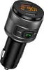 A close-up studio shot of a black car FM transmitter with a digital display. Produktbild-Vorschau