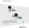 Two radiator valves are shown on a light gray and white background, with text describing them. Náhľad obrázku produktu
