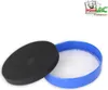 A black foam filter and a blue plastic container with a white mesh filter are shown against a white background. A logo for 'Mister Vac' is in the top right corner. Produktbild-Vorschau