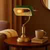 Tischleuchte, Bankerlampe, Zugkette, altmessing, grün, H 36 Produktbild-Vorschau 7